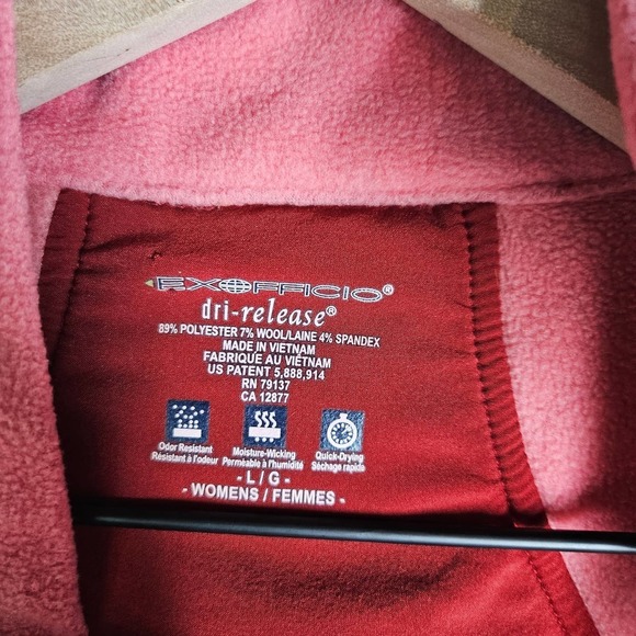 ExOfficio Dri Release Fleece Zip Vest Women's L Heather Pink Red - Picture 6 of 9